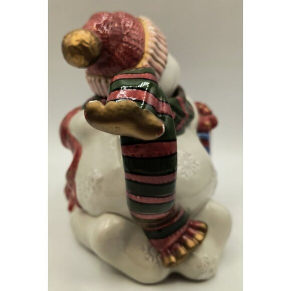 Fitz & Floyd 1995 Snowman Teapot Christmas Decor Ceramic Hand-Painted - Picture 2 of 7